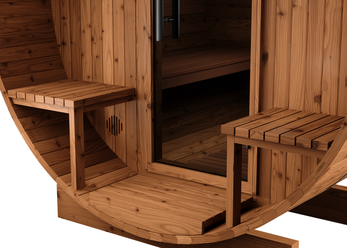Thermory 4 Person Large Barrel Sauna (With Porch)