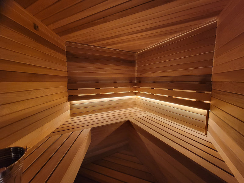 Clear Western Red Cedar corner sauna